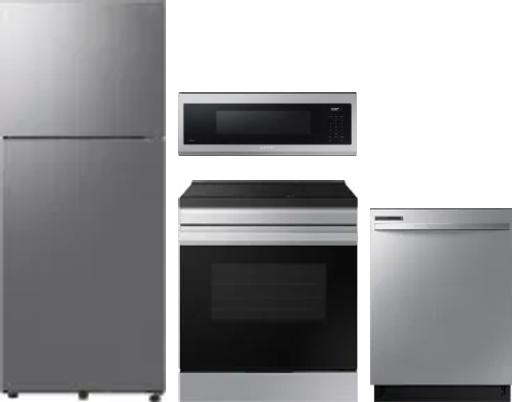 4 Piece Package Includes Refrigerator, Range, Microwave And Dishwasher