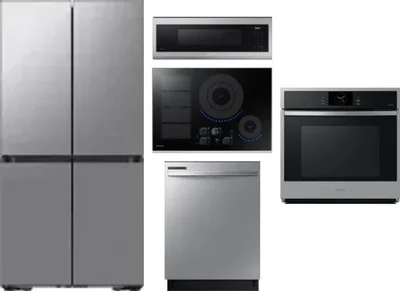 5 Piece Package Includes Refrigerator, Cooktop, Wall Oven, Microwave And Dishwasher