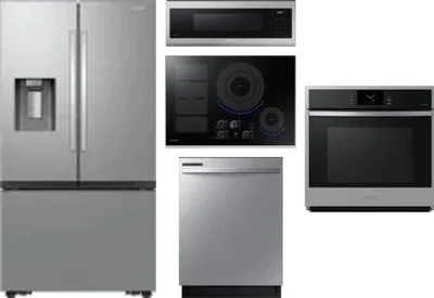 5 Piece Package Includes Refrigerator, Cooktop, Wall Oven, Microwave And Dishwasher