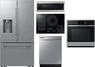 5 Piece Package Includes Refrigerator, Cooktop, Wall Oven, Microwave And Dishwasher