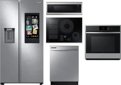 5 Piece Package Includes Refrigerator, Cooktop, Wall Oven, Microwave And Dishwasher