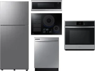 5 Piece Package Includes Refrigerator, Cooktop, Wall Oven, Microwave And Dishwasher