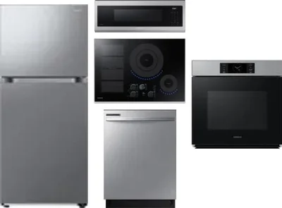 5 Piece Package Includes Refrigerator, Cooktop, Wall Oven, Microwave And Dishwasher