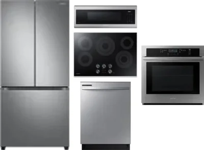5 Piece Package Includes Refrigerator, Cooktop, Wall Oven, Microwave And Dishwasher