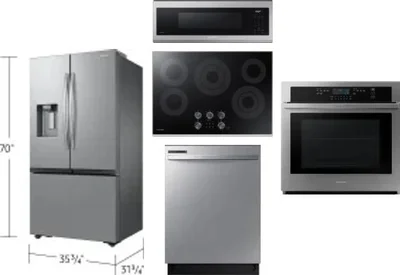 5 Piece Package Includes Refrigerator, Cooktop, Wall Oven, Microwave And Dishwasher