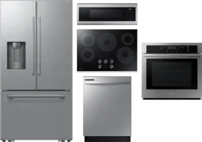 5 Piece Package Includes Refrigerator, Cooktop, Wall Oven, Microwave And Dishwasher