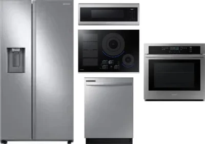 5 Piece Package Includes Refrigerator, Cooktop, Wall Oven, Microwave And Dishwasher
