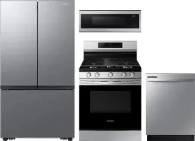 4 Piece Package Includes Refrigerator, Range, Microwave And Dishwasher