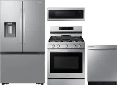 4 Piece Package Includes Refrigerator, Range, Microwave And Dishwasher