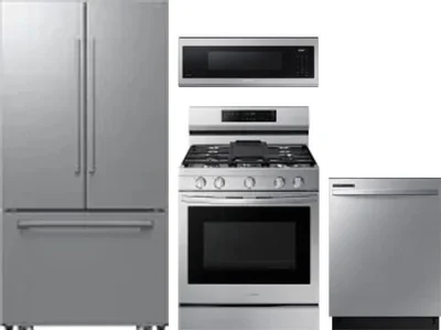 4 Piece Package Includes Refrigerator, Range, Microwave And Dishwasher