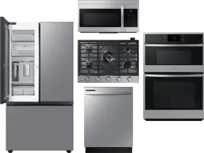 5 Piece Package Includes Refrigerator, Cooktop, Wall Oven, Microwave And Dishwasher