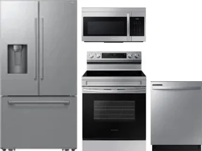 4 Piece Package Includes Refrigerator, Range, Microwave And Dishwasher