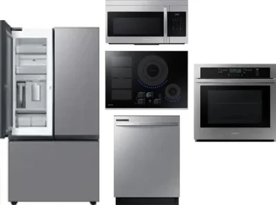 5 Piece Package Includes Refrigerator, Cooktop, Wall Oven, Microwave And Dishwasher