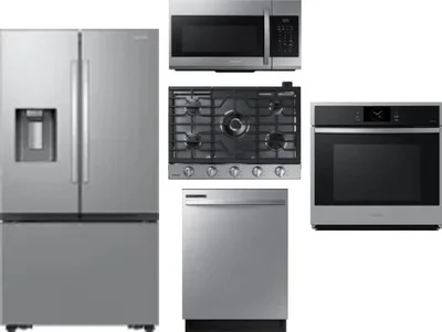 5 Piece Package Includes Refrigerator, Cooktop, Wall Oven, Microwave And Dishwasher