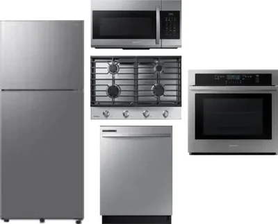 5 Piece Package Includes Refrigerator, Cooktop, Wall Oven, Microwave And Dishwasher