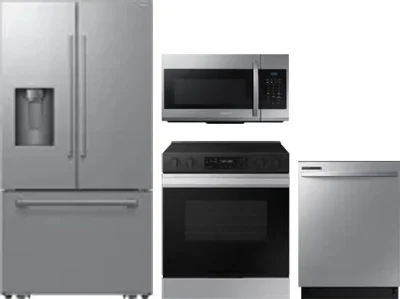 4 Piece Package Includes Refrigerator, Range, Microwave And Dishwasher