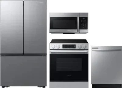 4 Piece Package Includes Refrigerator, Range, Microwave And Dishwasher