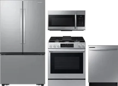 4 Piece Package Includes Refrigerator, Range, Microwave And Dishwasher