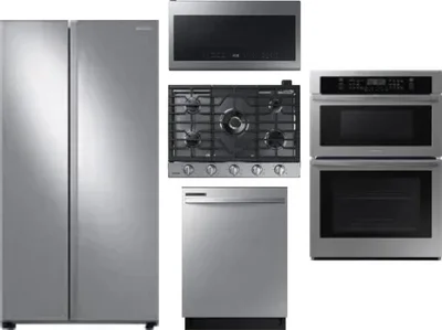 5 Piece Package Includes Refrigerator, Cooktop, Wall Oven, Microwave And Dishwasher