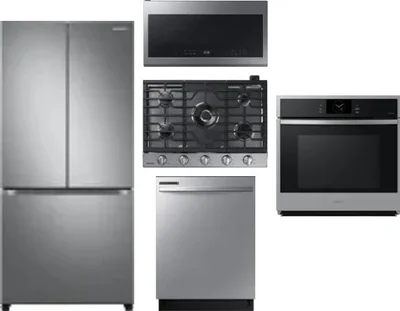 5 Piece Package Includes Refrigerator, Cooktop, Wall Oven, Microwave And Dishwasher