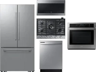 5 Piece Package Includes Refrigerator, Cooktop, Wall Oven, Microwave And Dishwasher