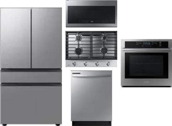 5 Piece Package Includes Refrigerator, Cooktop, Wall Oven, Microwave And Dishwasher