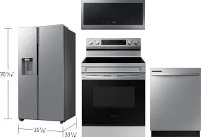 4 Piece Package Includes Refrigerator, Range, Microwave And Dishwasher