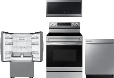 4 Piece Package Includes Refrigerator, Range, Microwave And Dishwasher