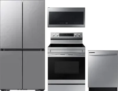 4 Piece Package Includes Refrigerator, Range, Microwave And Dishwasher