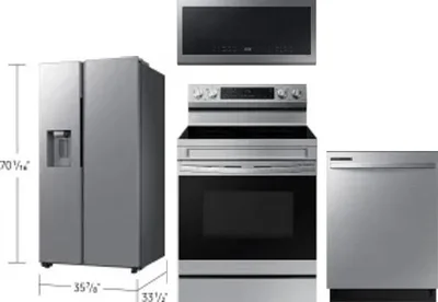 4 Piece Package Includes Refrigerator, Range, Microwave And Dishwasher
