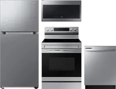 4 Piece Package Includes Refrigerator, Range, Microwave And Dishwasher