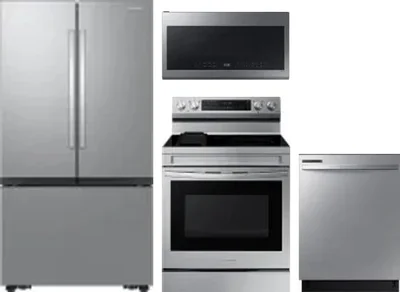 4 Piece Package Includes Refrigerator, Range, Microwave And Dishwasher