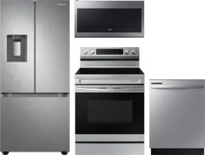 4 Piece Package Includes Refrigerator, Range, Microwave And Dishwasher