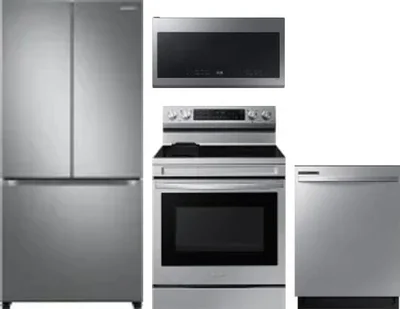 4 Piece Package Includes Refrigerator, Range, Microwave And Dishwasher
