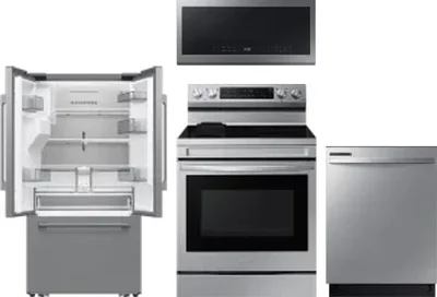 4 Piece Package Includes Refrigerator, Range, Microwave And Dishwasher