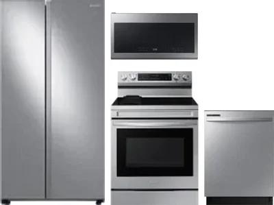 4 Piece Package Includes Refrigerator, Range, Microwave And Dishwasher