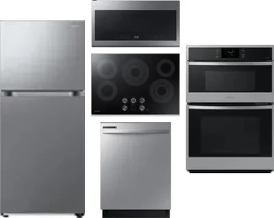 5 Piece Package Includes Refrigerator, Cooktop, Wall Oven, Microwave And Dishwasher