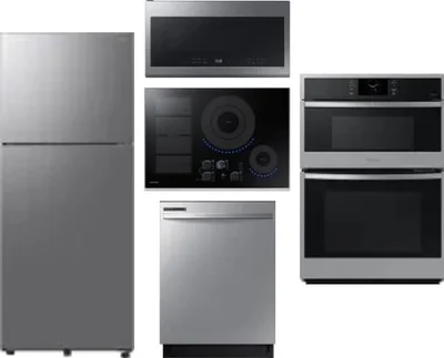 5 Piece Package Includes Refrigerator, Cooktop, Wall Oven, Microwave And Dishwasher