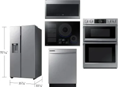 5 Piece Package Includes Refrigerator, Cooktop, Wall Oven, Microwave And Dishwasher