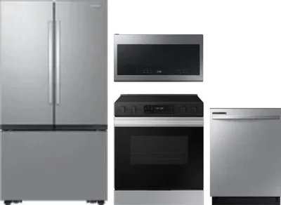 4 Piece Package Includes Refrigerator, Range, Microwave And Dishwasher