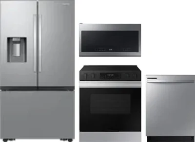 4 Piece Package Includes Refrigerator, Range, Microwave And Dishwasher
