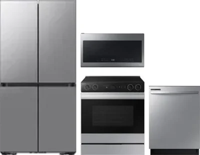 4 Piece Package Includes Refrigerator, Range, Microwave And Dishwasher
