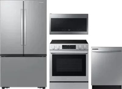 4 Piece Package Includes Refrigerator, Range, Microwave And Dishwasher