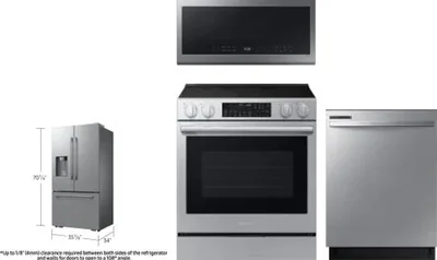 4 Piece Package Includes Refrigerator, Range, Microwave And Dishwasher