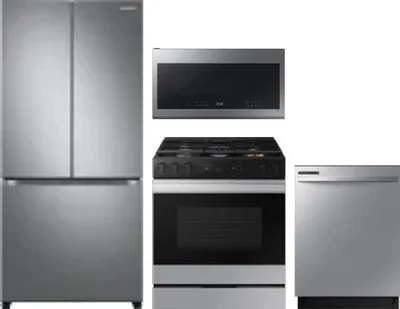 4 Piece Package Includes Refrigerator, Range, Microwave And Dishwasher