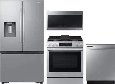 4 Piece Package Includes Refrigerator, Range, Microwave And Dishwasher