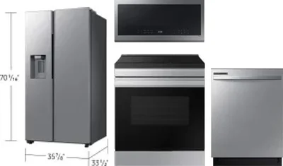 4 Piece Package Includes Refrigerator, Range, Microwave And Dishwasher