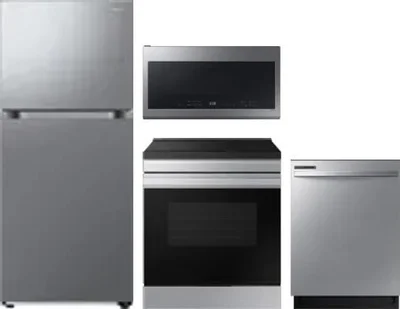4 Piece Package Includes Refrigerator, Range, Microwave And Dishwasher