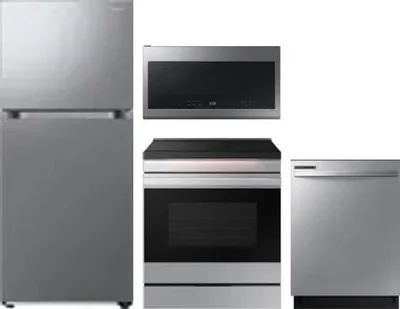 4 Piece Package Includes Refrigerator, Range, Microwave And Dishwasher