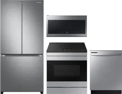 4 Piece Package Includes Refrigerator, Range, Microwave And Dishwasher